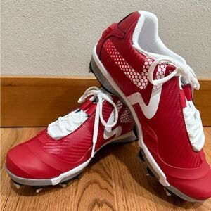 Rip-It Ringor Pro Spike New Scarlet and White Metal Softball Cleats size 9